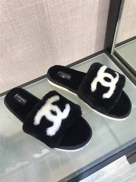 chanel slippers fluffy|vintage chanel slippers.